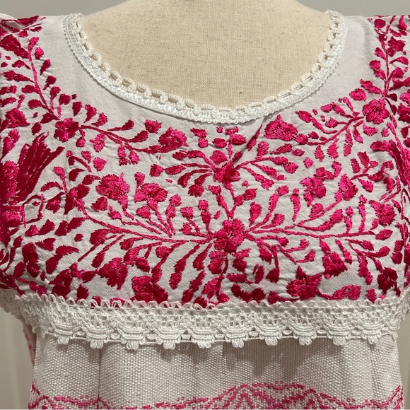 Paloma Embroidered Mexican Blouse, handLoom Fabric. - Picture 3 of 7